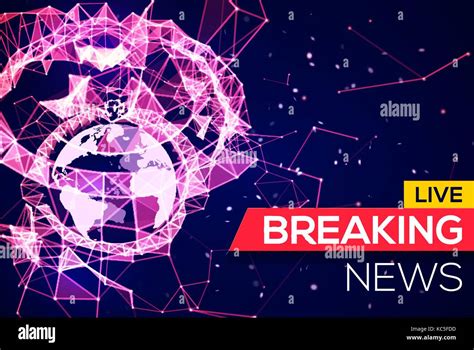 Breaking News Live Banner On Blue Glowing Plexus Structure Background