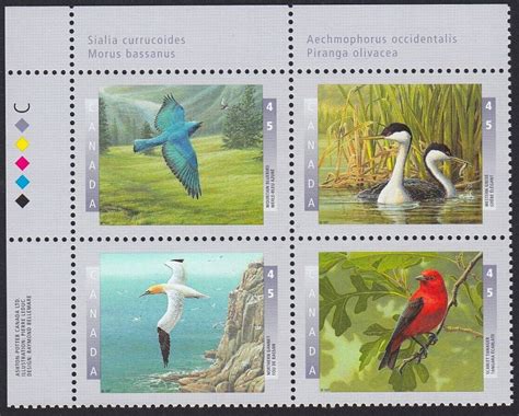 Birds Bluebird Grebe Gannet Tanager Canada A Ul Block Of