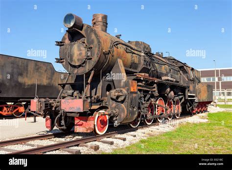 Old Steam Locomotive At The Depot Stock Photo Alamy