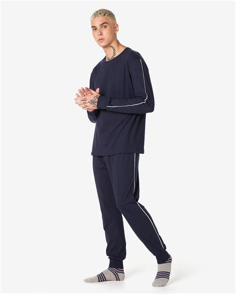 Riachuelo Pijama Masculino Longo Side Band Azul Escuro Pool By Riachuelo