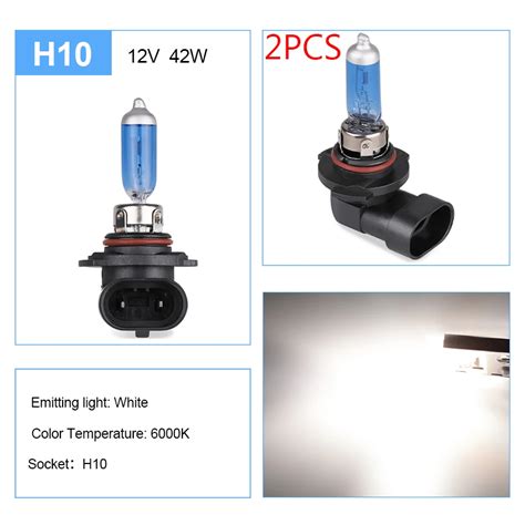 ADPOW H10 2Pcs 12V Super White 42W 12V Fog Lights Halogen Bulb Car