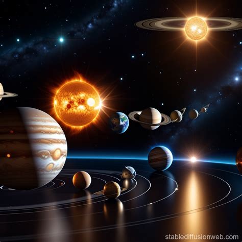 Solar System Realistic Illustration Of Sun And Planets Stable