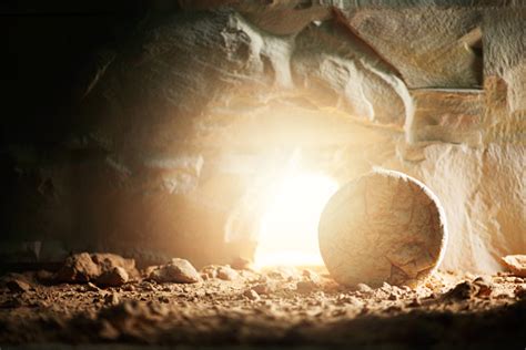 Empty Tomb Of Jesus Christ With Light Born To Die Born To Rise He Is