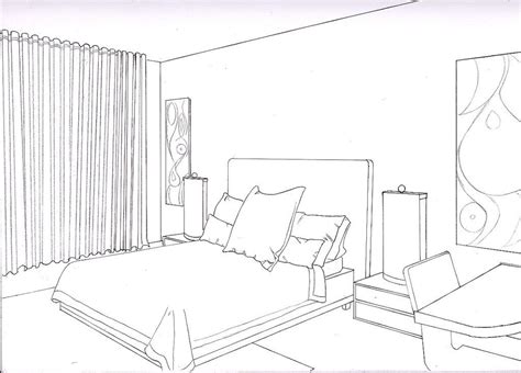 One Point Perspective Bedroom Drawing at PaintingValley.com | Explore collection of One Point ...