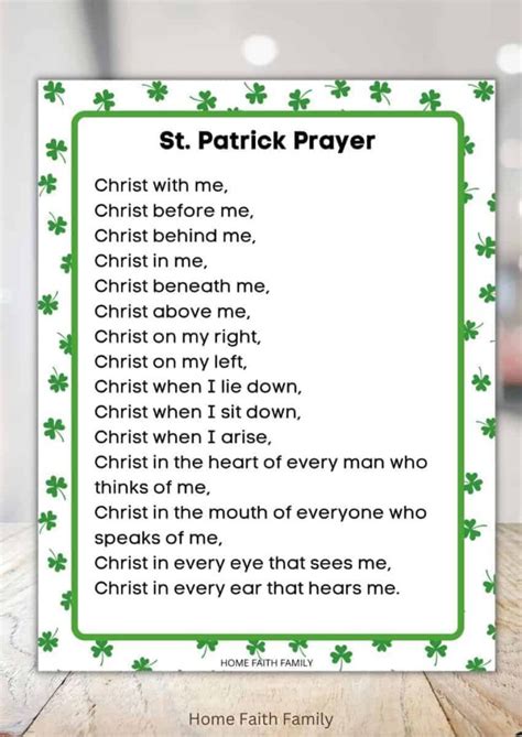 Free St Patricks Breastplate Prayer Printable For Kids Home Faith