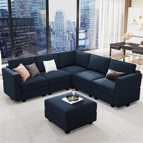 Belffin Modular Sectional Sofa With Storage Seats Velvet L