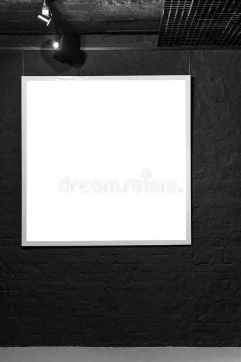 Empty Square Frame On Black Brick Wall Blank Space Poster Or Art Frame