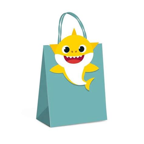 Sacolas Baby Shark Fechamento Lembrancinha Festa De Anivers Rio