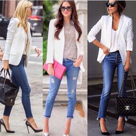 Como Combinar Blazer Blanco Con Jeans