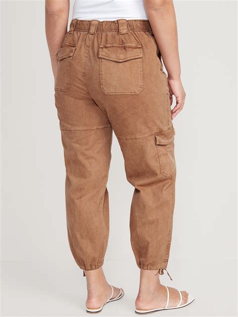 High Waisted Barrel Leg Cargo Ankle Pants Old Navy