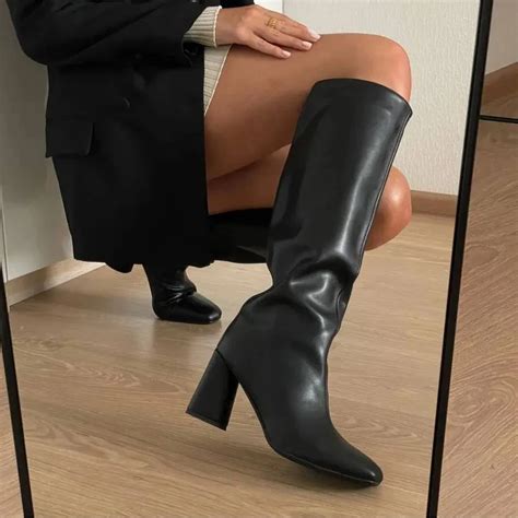 Meotina Botas Hasta La Rodilla De Piel Aut Ntica Para Mujer Zapatos De