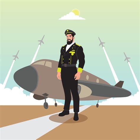 vector ilustración de un piloto en pie en el pista con un avión