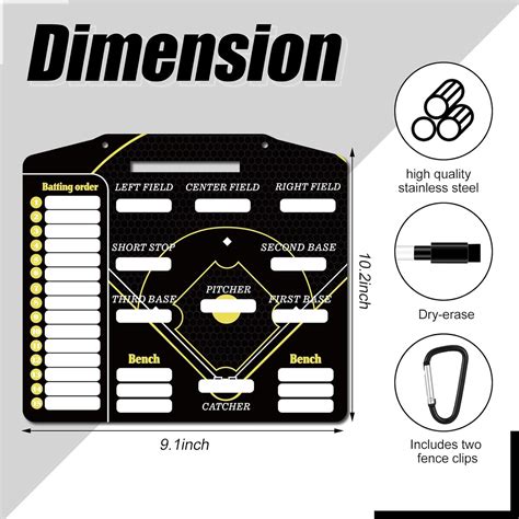 Tablero magnético de béisbol para Dugout Metal Baseball Coaching