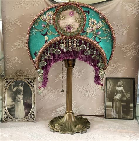 Victorian Style Crescent Moon Lamp Shade Hand Sewn Beaded Etsy