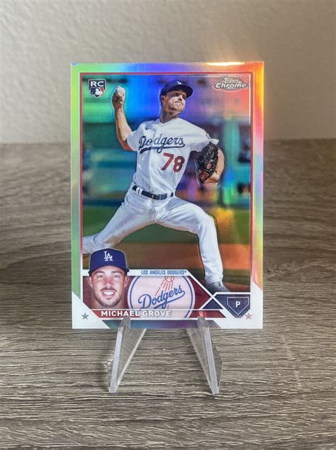 Topps Chrome Michael Grove Rc Refractor Los Angeles Dodgers Ebay