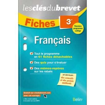 Les clés du Brevet fiches français 3ème broché Collectif Achat