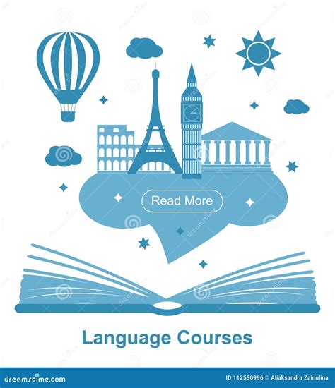 Language Courses Poster Stock Vector Illustration Of Flat 112580996