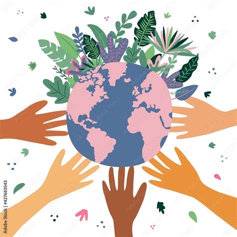 Happy Earth Day Vector Eco Illustration For A Social Poster Banner Or Map On The Theme Of