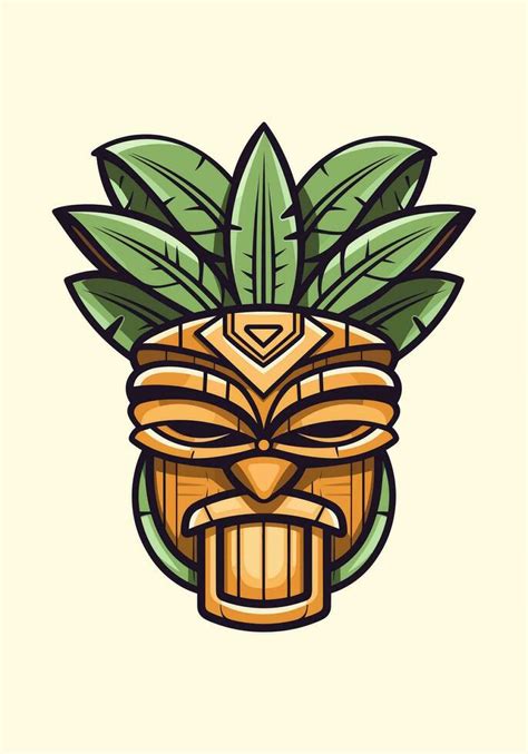 Embrace The Spirit Of The Islands With A Wooden Tiki Mask Tribal Logo