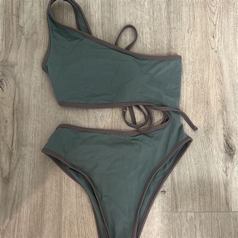 Green One Shoulder Bikini Bikini Life Soso Swim Depop
