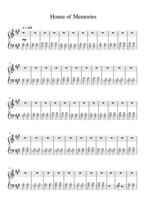 House Of Memories Sheet Music For Piano Solo Easy