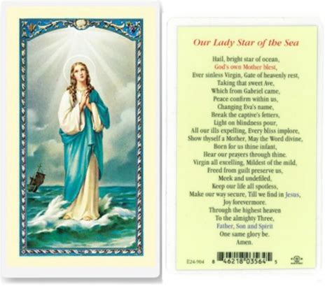 Our Lady Star Of The Sea Laminated Prayer Cards 25 Pack