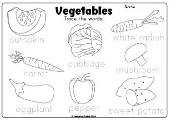 Vegetable Trace And Colour Worksheet By Hedgehog English Tpt