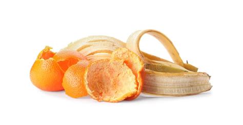 Banana Peel On White Background Composting Of Organic Waste Stock