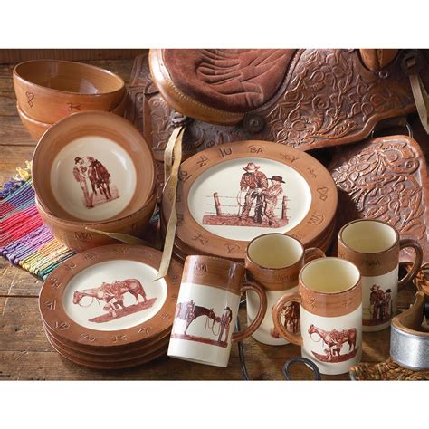 16 - Pc. Paul Cameron Smith Western Dinnerware Set - 181545, Dinnerware & Flatware at Sportsman ...