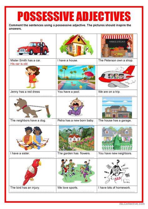 Possessive Adjectives Worksheet Spanish