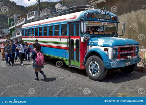 Guatemala Colourful Chicken Bus Editorial Stock Image Image Of