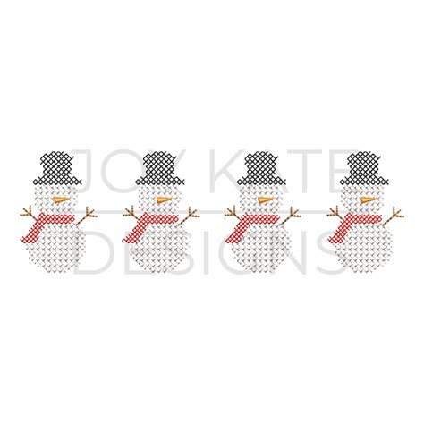 Snowmen Cross Stitch Embroidery Design Etsy