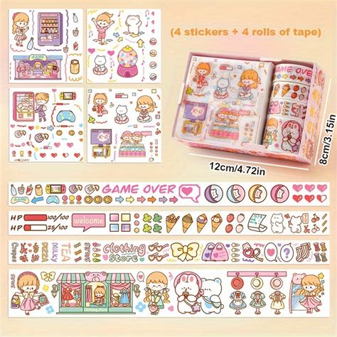 Cute Cartoon Series Sticker Set Diy Custom Decorative Temu Canada