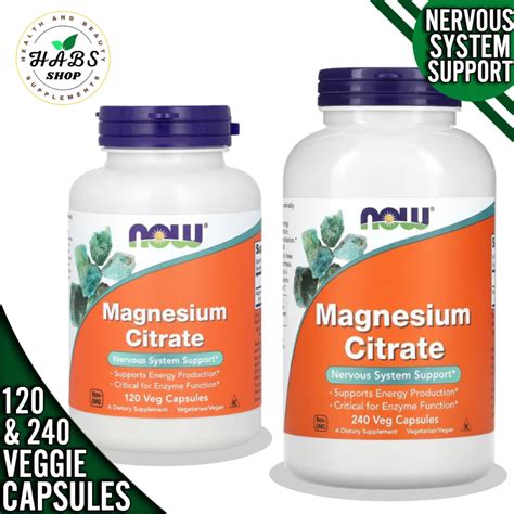 Magnesium Citrate Now Foods 120 Veg Capsules Or 240 Veg Capsules