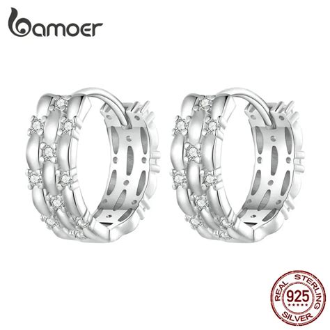 Bamoer Boucles D Oreilles Cr Oles Torsad Es En Argent Regard 925 Pour