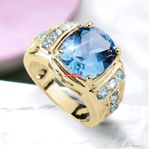 Blue Topaz Ring For Men 925 Sterling Silver Silver Ring AAA Quality