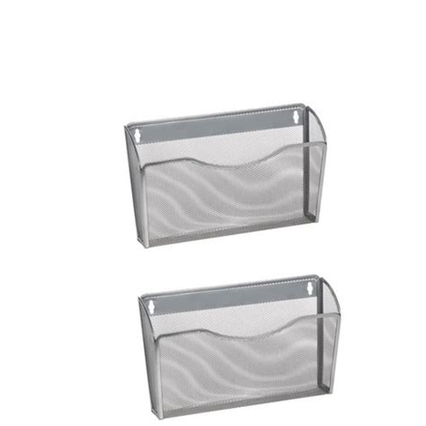 Mesh Single Pocket Wall Mount File Holder Silver Ybm Home