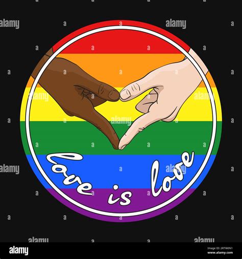 Lgbtq Gay Pride Round Banner With Multiracial Hands Showing Heart Shape