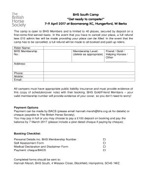 Fillable Online Bhs South Camp Fax Email Print Pdffiller