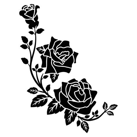 silhouette black rose flower decoration 7745683 Vector Art at Vecteezy