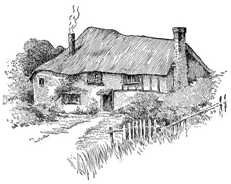 Cottage clipart black and white, Cottage black and white Transparent ...