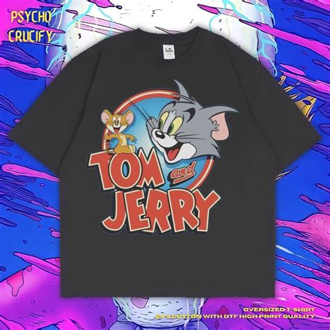 Jual Psycho Crucify Tom And Jerry Oversized T Shirt Black Dark