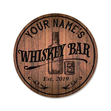 Personalized Whiskey Bar Sign Round Wood Signs Pub Bar Man Etsy Bar