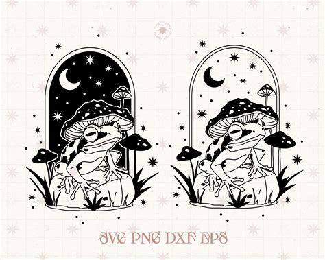 Frog Svg Mushroom Svg Cottage Core Svg Celestial Svg Etsy