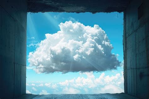 A Large Cloud Dominates The Center Of A Vibrant Blue Sky Creating A