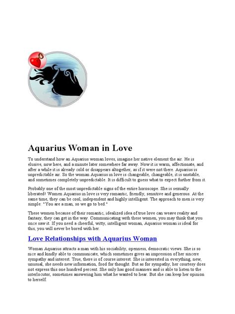 Aquarius Woman In Love Pdf Intimate Relationships Love