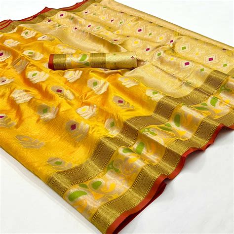 Yellow Woven Jacquard Saree