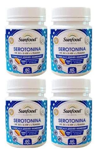 Kit 4 Un Serotonina Vit D3 5 htp L Teanina Sunfood Frete grátis