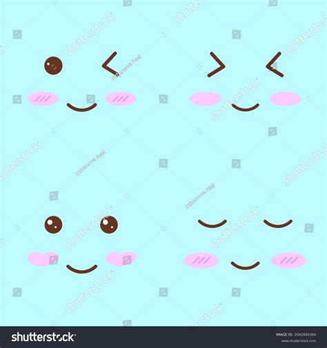 Kawaii Faces Cute Facial Expressions Eyes Stock Vector (Royalty Free ...