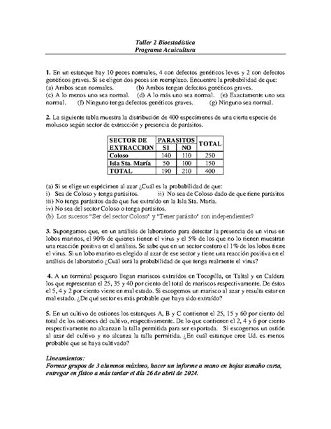 Taller Bioestadistica Acuicultura Taller Bioestad Stica